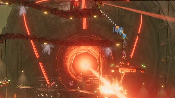 On the way to the higher balconies, you need to watch out for the Slig with a minigun patrolling the middle level - you can stun, kill or go around him - Oddworld Soulstorm: Activating 5 Brewing Chambers - walkthrough - 17: Eye of the Storm - Final - Oddworld Soulstorm Guide