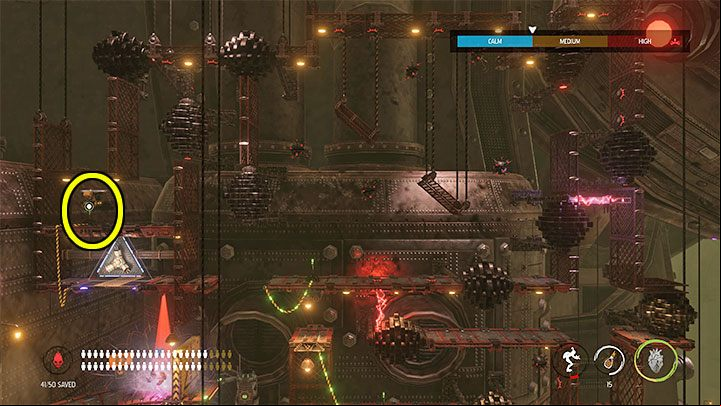 Finally, you need to use the Flying Slig to reach the lever marked in the picture, which is located directly above the Circuit Breaker - Oddworld Soulstorm: Activating 5 Brewing Chambers - walkthrough - 17: Eye of the Storm - Final - Oddworld Soulstorm Guide