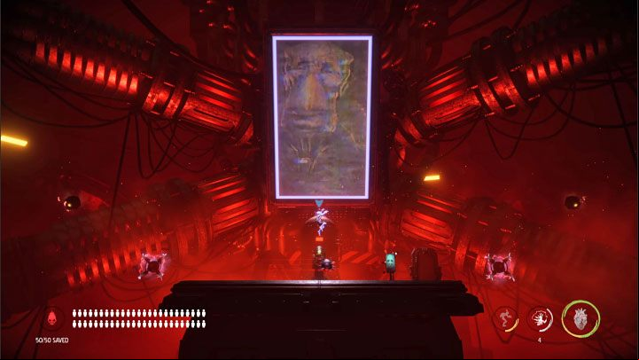 The next step is to avoid the fast-moving mines - the first two times, two single mines will fly by, then two mines will fly by at the same time - Oddworld Soulstorm: The Final Boss, Eye of the Storm - walkthrough - 17: Eye of the Storm - Finale - Oddworld Soulstorm Guide