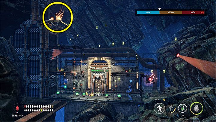 There is 1 Mudokon left to save, and it is in the last area to the left of here - Oddworld Soulstorm: Descending to the Bone Processing, Necrum - walkthrough - 10: Necrum - Oddworld Soulstorm Guide