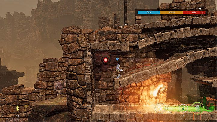 Abe will eventually zoom in on the new Sligs in the attached image - Oddworld Soulstorm: Freeing pinned-down Mudokons, The Ruins - walkthrough - 2: The Ruins - Oddworld Soulstorm Guide
