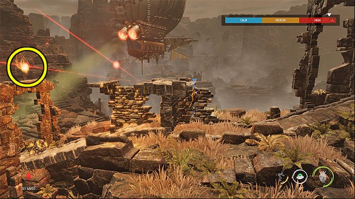 We need to move to the left - Oddworld Soulstorm: Crossing the Sligs territory, The Blimp - walkthrough - 3: The Blimp - Oddworld Soulstorm Guide