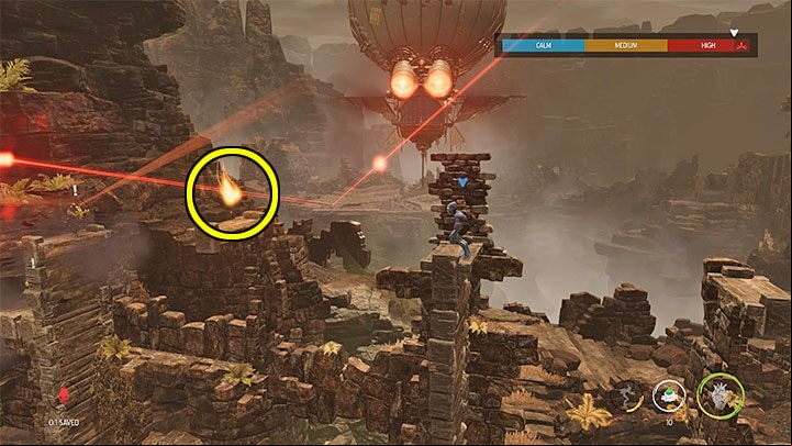 The second location is full of dangerous Sligs, snipers and mortar fire of the blimp - Oddworld Soulstorm: Crossing the Sligs territory, The Blimp - walkthrough - 3: The Blimp - Oddworld Soulstorm Guide