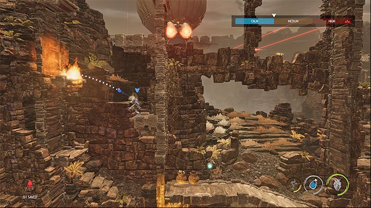 After securing the area above us, we can start climbing - Oddworld Soulstorm: Crossing the Sligs territory, The Blimp - walkthrough - 3: The Blimp - Oddworld Soulstorm Guide