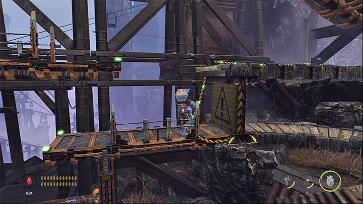 Starting the generator in the mine leads to unlocking the switch at the bottom age (see the attached image) - Oddworld Soulstorm: Collecting antidote ingredients, the Funicular - walkthrough - 4: The Funicular - Oddworld Soulstorm Guide