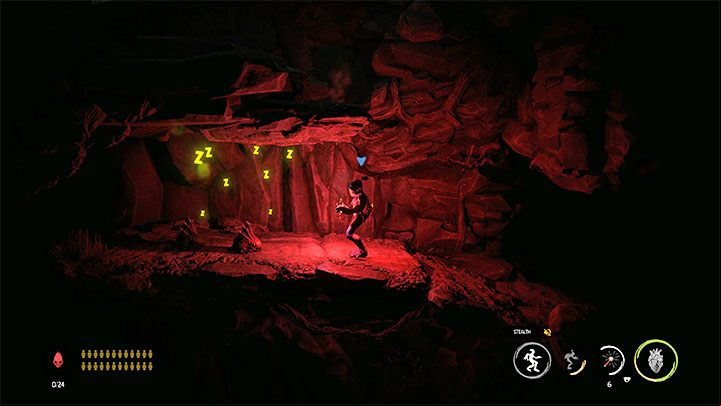 During the exploration of this mine and some of the subsequent missions, be wary of the sleeping creatures (as in the picture), which react to movement like Sligs - Oddworld Soulstorm: Collecting antidote ingredients, the Funicular - walkthrough - 4: The Funicular - Oddworld Soulstorm Guide