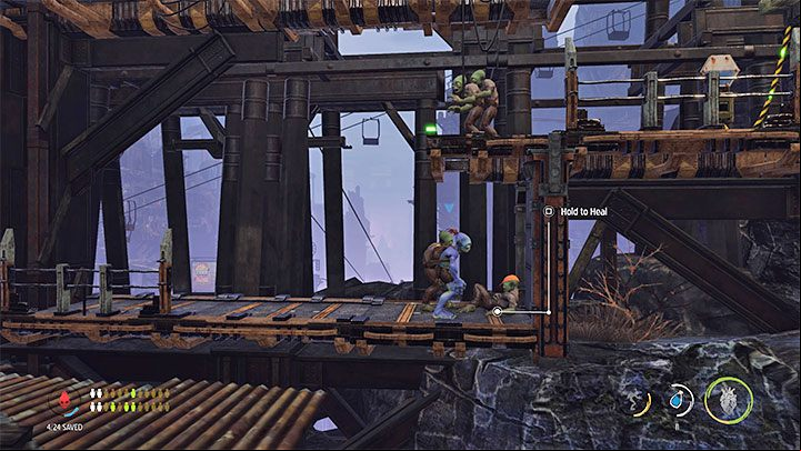 Continue on to the left - Oddworld Soulstorm: Healing sick Mudokons, the Funicular - walkthrough - 4: The Funicular - Oddworld Soulstorm Guide