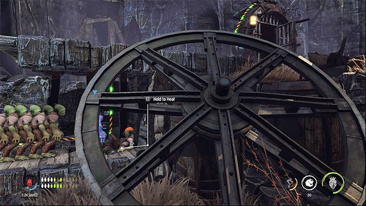Bring the whole Mudokon gang to the right, to the area associated with the current main task of this stage - Oddworld Soulstorm: Healing sick Mudokons, the Funicular - walkthrough - 4: The Funicular - Oddworld Soulstorm Guide