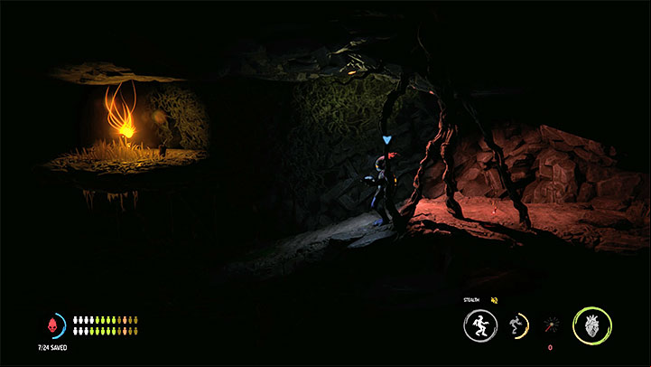 Now, we can investigate the lower left area where the monsters were sleeping - Oddworld Soulstorm: Journey to Phat Station, the Funicular - walkthrough - 4: The Funicular - Oddworld Soulstorm Guide