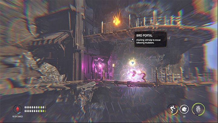 Bring the Mudokons you are saving to the Bird Portal located at the left end of the Secret Area - Oddworld Soulstorm: Journey to Phat Station, the Funicular - walkthrough - 4: The Funicular - Oddworld Soulstorm Guide