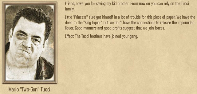 The Tucci brothers will you and you will get the deed to the warehouse. - Gardner's Aquarium - Act I - Omerta: City of Gangsters - Game Guide and Walkthrough