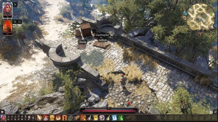 The location of a shovel and a bedroll on the aforementioned bridge. - Where to find a shovel and a bedroll in Divinity Original Sin 2? - FAQ - Divinity Original Sin 2 Guide