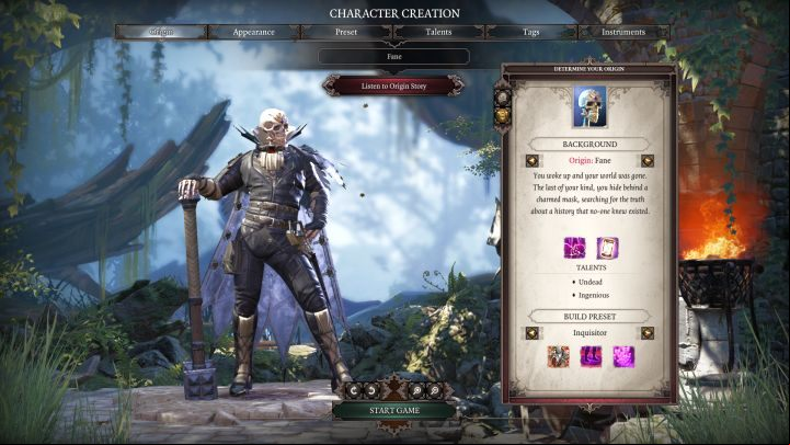 Fane is a predefined (with his own origin story), undead character. - Undead in Divinity Original Sin 2 - Party - Divinity Original Sin 2 Guide