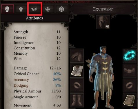 You can look up civilian abilities of the character in a specific tab of the character window. - Civilian abilities in Divinity Original Sin 2 - Skills And Abilities - Divinity Original Sin 2 Guide