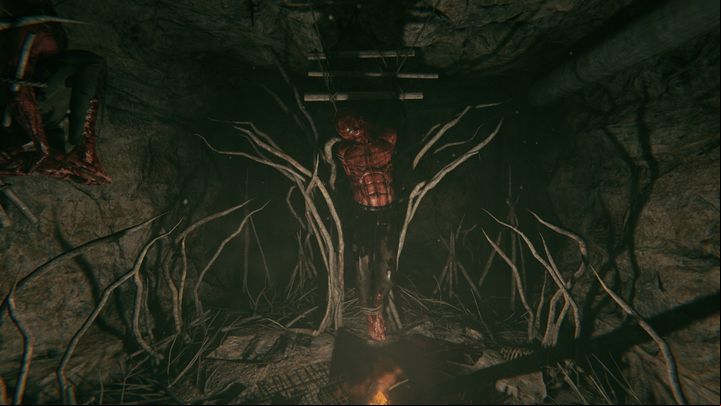 On the lower floor you can briefly see the demon - Descent | Leviticus | Walkthrough - Leviticus - Outlast 2 Game Guide