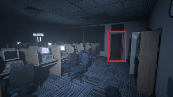 Interacting with the second computer has produced a strange outcome - some of the monitors had begun to flicker - Computer Lab | Judges | Walkthrough - Judges - Outlast 2 Game Guide