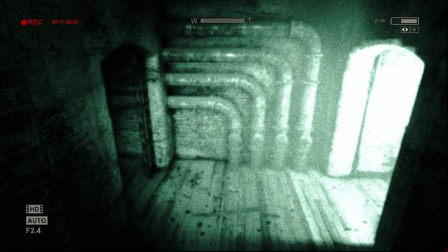A fork, take right to move on with the story or left to collect a battery - Underground lab/Hospital - Game Walkthrough - Outlast: Whistleblower - Game Guide and Walkthrough