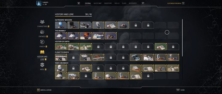 In the inventory, you can check all collected information - Outriders: Notes - what they do? - FAQ - Outriders Guide