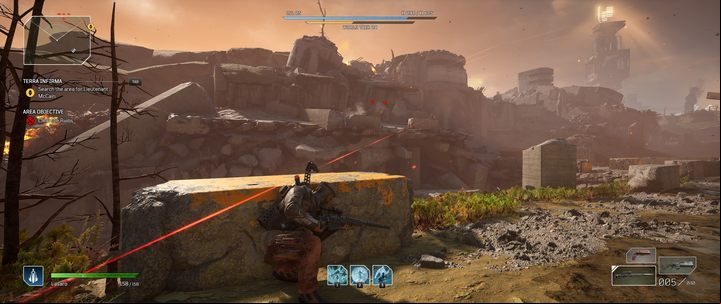 There are many enemies lurking in the ruins - watch out for snipers - Outriders: Terra Infirma - walkthrough - Side missions - Outriders Guide