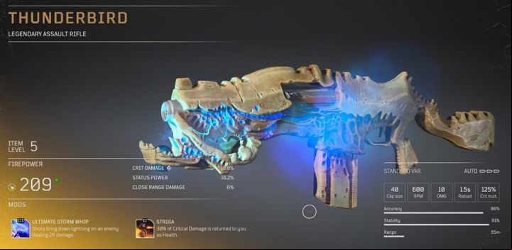 Mods - the first one brings down lightning bolts with each shot - Outriders: Legendary Items - Basics - Outriders Guide