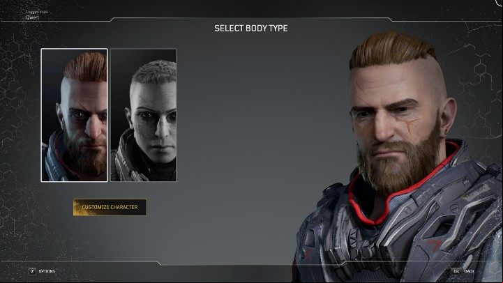 The first step in creating a new character in Outriders is to choose a gender (Body Type): female or male - Outriders: Character creation - Basics - Outriders Guide