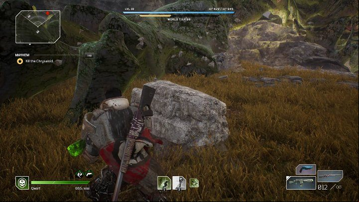 Chrysaloid tries to target the player (a red circle will appear in the arena) and then strikes the ground with an open paw - Outriders: Chrysaloid boss fight - how to defeat the boss? - Bosses - Outriders Guide