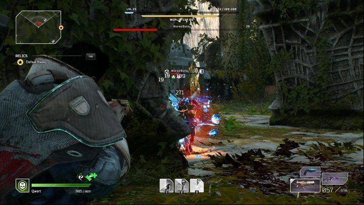Veil of Stones is Bailey's another unique skill - she surrounds herself with a shield of spinning crystal shards - Outriders: Bailey boss fight - how to defeat? - Bosses - Outriders Guide