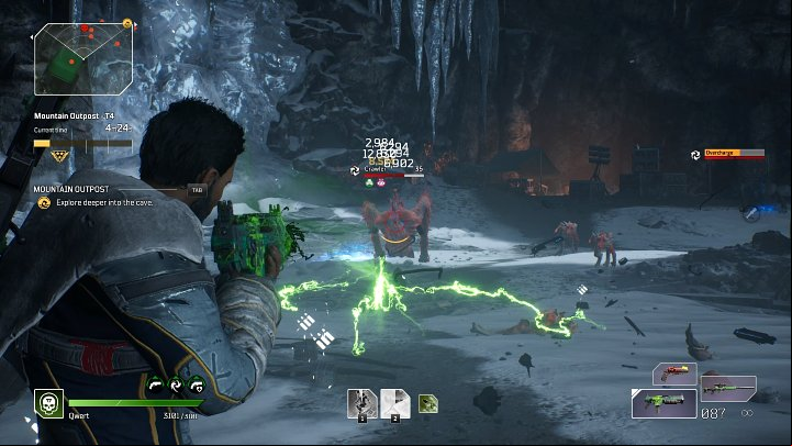 Once you enter the vast cave, numerous groups of creatures - regular Perforo, Alpha Perforo, and the poisonous Venomous Perforo - will attack you from all sides - Outriders: Mountain Outpost - Expedition, walkthrough - Expeditions - Outriders Guide