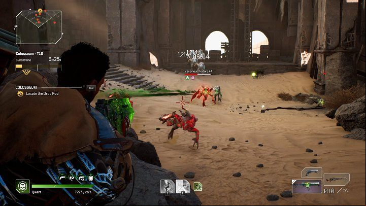 After a while, a large group of Alpha Perforo will arrive from the direction shown in the image above, and they can prove to be quite a nuisance if they attack simultaneously - Outriders: Colosseum - walkthrough - Expeditions - Outriders Guide