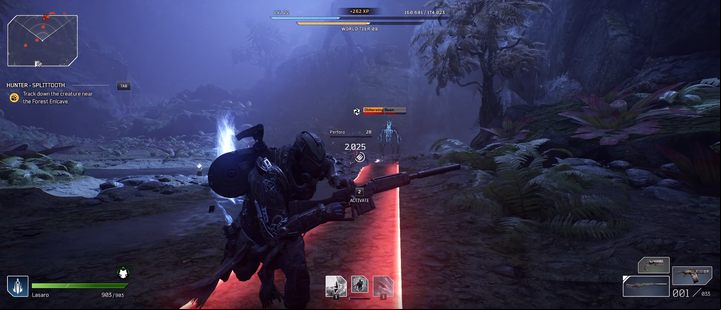 Try to avoid the monster's attacks by hiding behind an obstacle. - Outriders: Splittooth - Hunt the Prey, walkthrough - Hunting - Outriders Guide