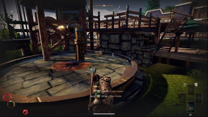 The water filtering device, located in Cierzo near the beach, is your first unlimited source of clean water - How to get clean water and Waterskin in Outward? - FAQ - Outward Guide