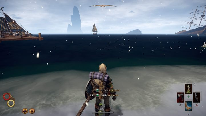 Fill the Waterskin with salt water. - How to obtain salt in Outward? - FAQ - Outward Guide