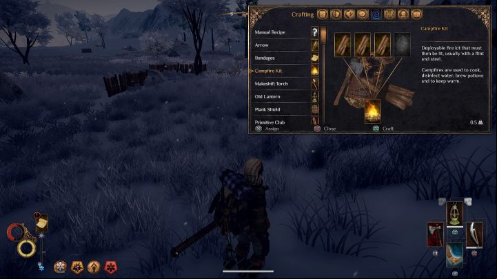 Then, create a Campfire Kit. - How to warm up the character in Outward? - FAQ - Outward Guide