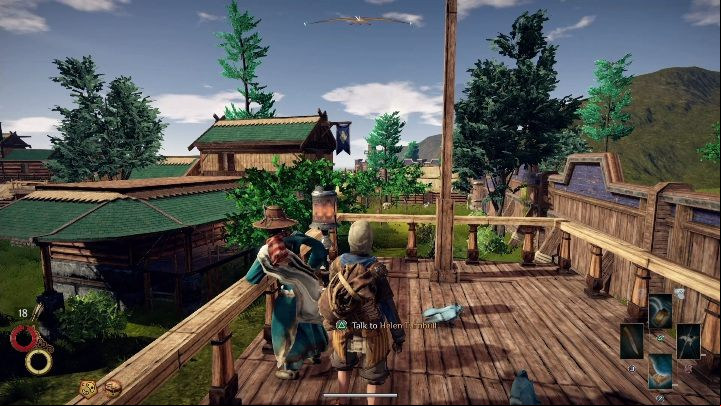 Helen Turnbull can be found on the terrace of one of the houses - Looking to the Future - Outward Walkthrough - Main quests - Outward Guide