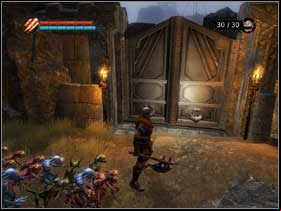 Walk through the broken door and enter a narrow hall where youll meet - Gain access to the Mother Goddes statue as part of Gnarl's cunning plan - Walkthrough - Overlord - Game Guide and Walkthrough