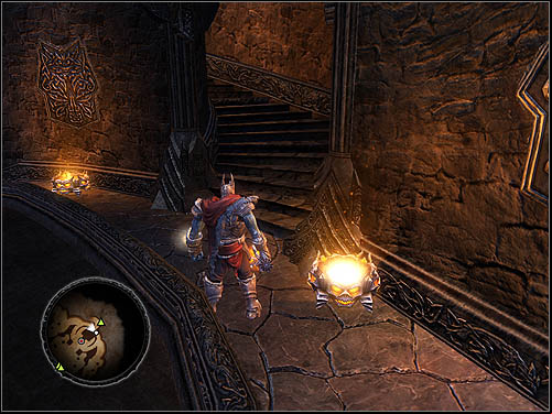 Stairs leading to the private apartment. - The Netherworld Tower - Throne Room - The Netherworld Tower - Overlord II - Game Guide and Walkthrough