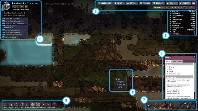 1 - Main Screen in Oxygen Not Included - Interface - Oxygen Not Included Game Guide