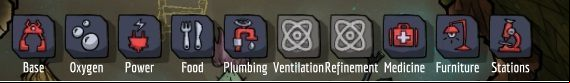 The building menu is divided into the following tabs - The Building Menu, Jobs for duplicants in Oxygen Not Included - Interface - Oxygen Not Included Game Guide