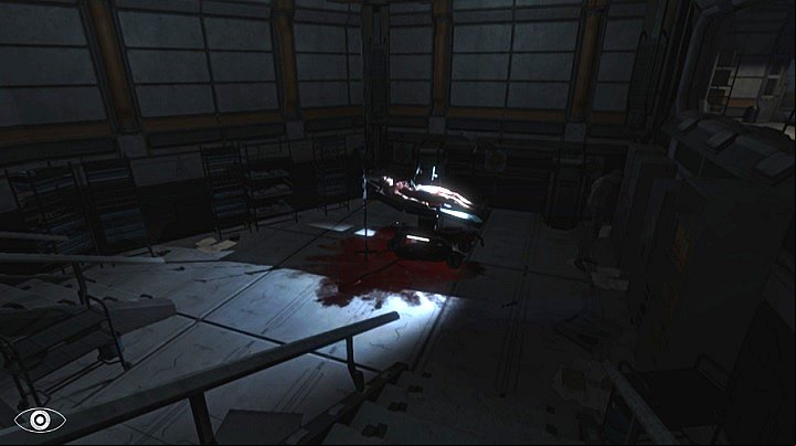 As presented in the screenshot, you will reach a table with corpses of one of the enemies - Reach istrative zone | Walkthrough - Walkthrough - Phantaruk Game Guide
