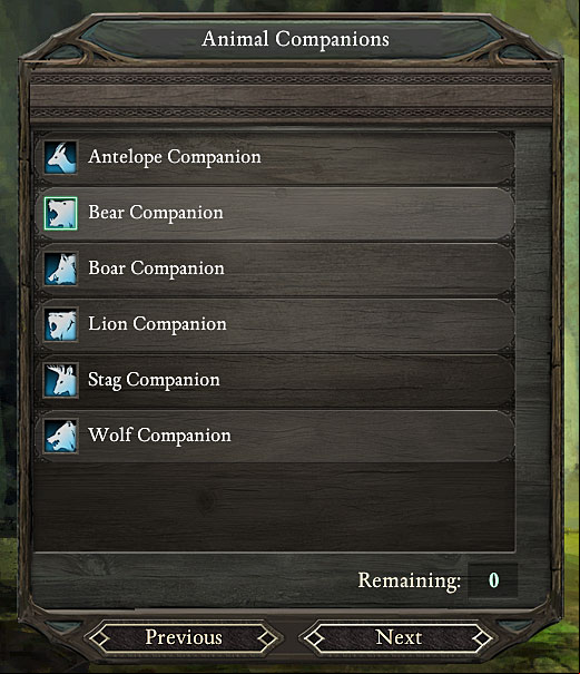 The lower in the list an animal can be found, the less recommended he is for beginners. - Ranger | Pillars of Eternity Character Classess - Character Classess - Pillars of Eternity Game Guide & Walkthrough