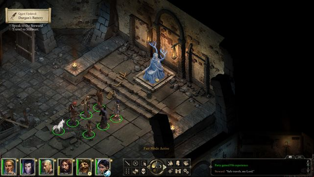 By talking to the Steward you will learn what the citizens of Stalwart village are up to. - Durgans Battery - main quest | Pillars of Eternity The White March Part I - Starting The Adventure - Pillars of Eternity Game Guide & Walkthrough