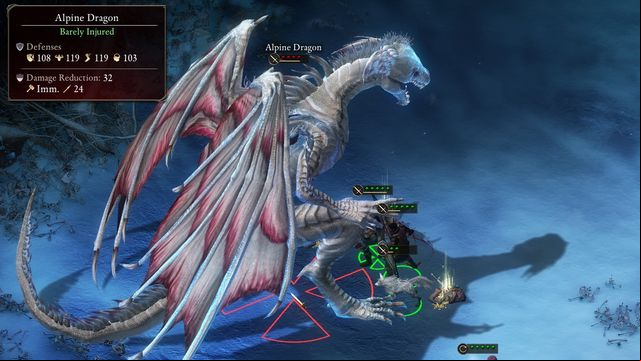 Alpine Dragon has immensely high defensive stats. - Fighting the Alpine Dragon | Pillars of Eternity The White March Part I - New Content in Pillars of Eternity: The White March Part I - Pillars of Eternity Game Guide & Walkthrough