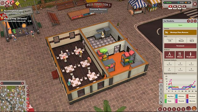 The third stage of the task is to achieve a specific level of sales, which is 55 portions of pizza in the second restaurant - A tale of two restaurants | Main missions in Pizza Connection 3 - Main missions - Pizza Connection 3 Game Guide