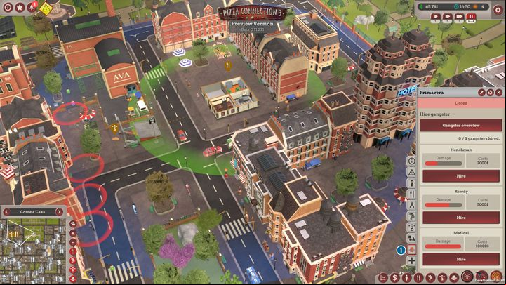 To hire a gangster, you have to click on a restaurant and then on a gangster icon (1) - Gangsters | Begginers Guide - Beginners Guide - Pizza Connection 3 Game Guide