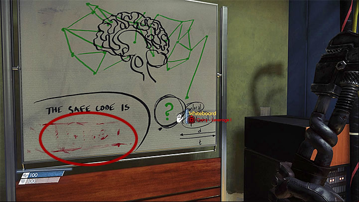 Once there, carefully examine the whiteboard shown in the picture - How to open the first safe in the laboratory? - FAQ †Frequently Asked Questions - Prey Game Guide