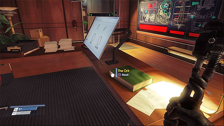 Look around the safe and find the book called The Orit (shown in the image) - How to open the safe in the Security Station in Talos I Lobby? - FAQ †Frequently Asked Questions - Prey Game Guide