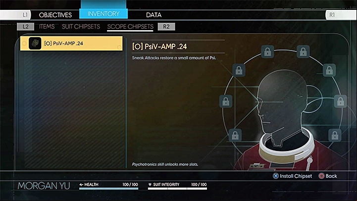 An example Suit Chipset and Scope Chipset. - Suit Chipsets and Scope Chipsets - Character development - Prey Game Guide