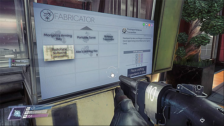 Your first goal is to find a working fabricator, as the one found in Arboretum was disabled following the Apexs attack - A Mind Without Limits | Main Story - Main Story - Walkthrough - Prey Game Guide