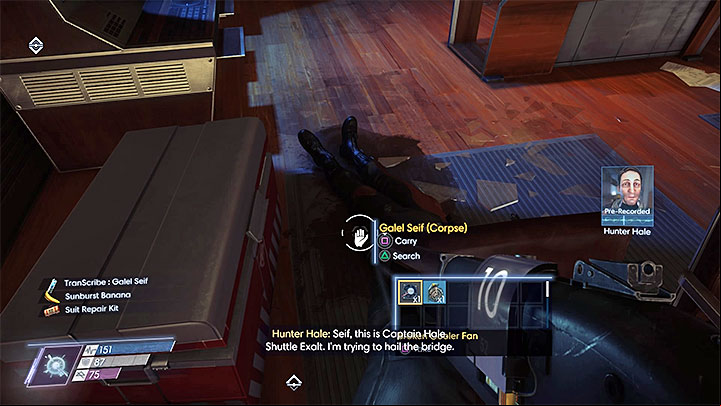 Look for a Transcribe found next to the body - Shuttle Bay | Side Quests - Side Quests - Prey Game Guide