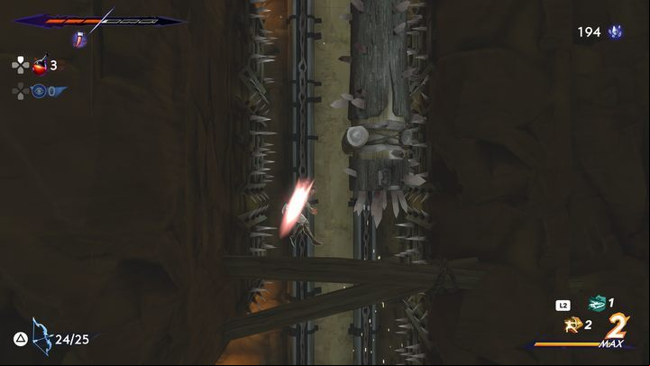 At the bottom of a shaft filled with spikes and moving logs - Prince of Persia The Lost Crown: All Xerxes coins - Secrets and Collectibles - Prince of Persia The Lost Crown Guide